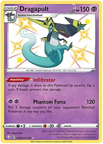 Dragapult SV062/SV122 Shiny Rare Pokemon Karte (Shining Fates) + TitanCards® Toploader von Titan Cards