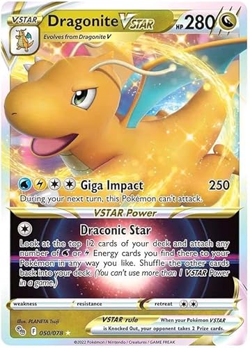 Dragonite VSTAR 050/078 Rare VSTAR Pokemon Karte (Pokemon GO Special TCG Set) + TitanCards® Toploader von Titan Cards