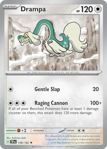 Drampa 138/162 seltene Pokemon-Karte (SV Temporal Forces) + 1x TitanCards® Toploader von Titan Cards