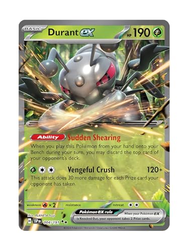 Durant ex 004/191 Ultraseltene Pokemon-Karte, seltene Pokémon-Karten, Pokémon EX, Surging Sparks, Pokemon-Scharlachrot und Violett, Titan Cards authentifiziert Durant ex 004/191 Ultraseltene Pokemon-Karte, seltene Pokémon-Karten, Pokémon EX, Surging Sparks, Pokemon-Scharlachrot und Violett, Titan Cards authentifiziert von Titan Cards