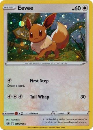 Eevee SWSH095 Holo Pokemon Promokarte (SWSH Promo Series) + 1x TitanCards® Toploader von Titan Cards