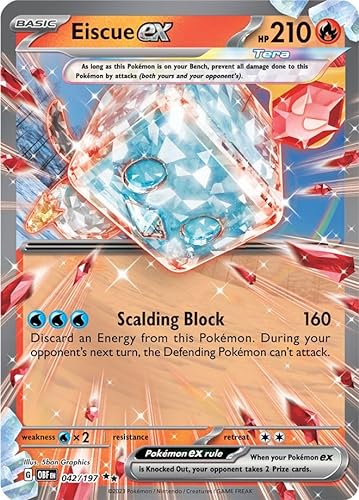 Eiscue ex 042/197 Double Rare Pokemon Karte (SV Obsidian Flames) + TitanCards® Toploader von Titan Cards