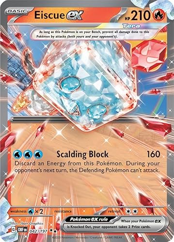 Eiscue ex 042/197 Double Rare Pokemon Karte (SV Obsidian Flames) + TitanCards® Toploader von Titan Cards