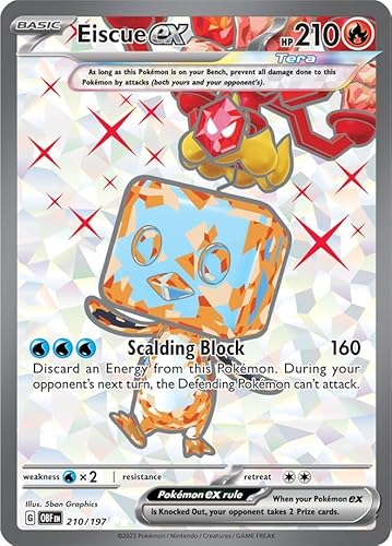 Eiscue ex 210/197 Ultra Rare Pokemon Karte (SV Obsidian Flames) + TitanCards® Toploader von Titan Cards