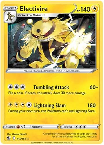 Electivire 045/163 Rare Pokemon Card (Battle Styles) + TitanCards® Toploader von Titan Cards
