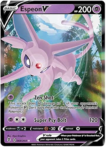 Espeon V 064/203 Ultra Rare Pokemon Karte (SWSH Evolving Skies) + TitanCards® Toploader von Titan Cards