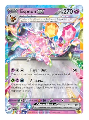 Espeon ex 034/131 Ultraseltene Pokemon-Karte, seltene Pokémon-Karten, Pokémon EX, prismatische Entwicklungen, Pokemon-Scharlachrot und Violett, Titan Cards authentifiziert Espeon ex 034/131 Ultraseltene Pokemon-Karte, seltene Pokémon-Karten, Pokémon EX, prismatische Entwicklungen, Pokemon-Scharlachrot und Violett, Titan Cards authentifiziert von Titan Cards