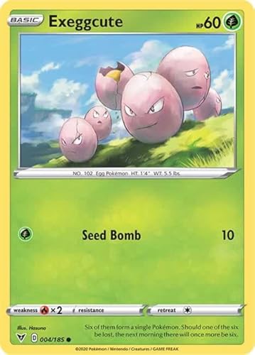Exeggcute 004/185 Common Pokemon Card (SWSH04 Vivid Voltage) + TitanCards® Toploader von Titan Cards