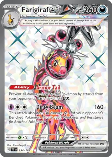 Farigiraf ex 194/162 Ultra Rare Pokemon Karte (SV Temporal Forces) + 1x TitanCards® Toploader von Titan Cards