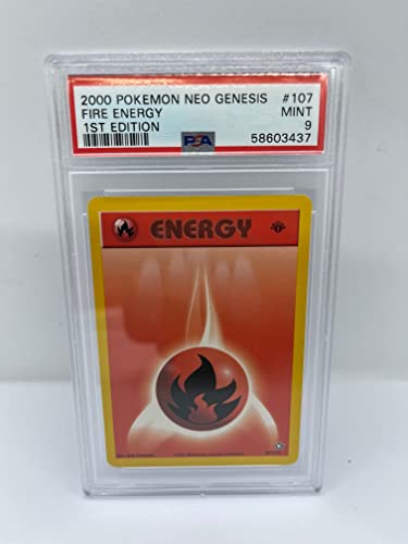 Fire Energy 107/111 PSA 9 Pokemon-Karte (2000 Pokemon Neo Genesis) + TitanCards® Toploader von Titan Cards