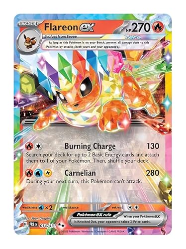 Flareon ex 014/131 Ultraseltene Pokemon-Karte, seltene Pokémon-Karten, Pokémon EX, prismatische Entwicklungen, Pokemon-Scharlachrot und Violett, Titan Cards authentifiziert Flareon ex 014/131 Ultraseltene Pokemon-Karte, seltene Pokémon-Karten, Pokémon EX, prismatische Entwicklungen, Pokemon-Scharlachrot und Violett, Titan Cards authentifiziert von Titan Cards