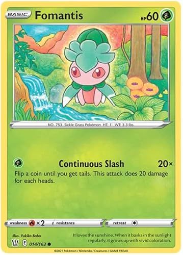 Fomantis 014/163 Common Pokemon Card (Battle Styles) + TitanCards® Toploader von Titan Cards