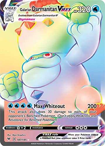 Galarian Darmanitan VMAX 187/185 Secret Rare Pokemon Card (SWSH04 Vivid Voltage) + 1x TitanCards® Toploader von Titan Cards