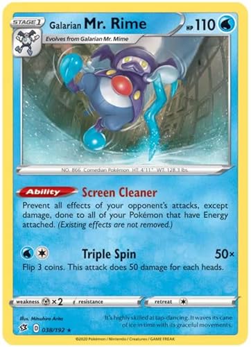 Galarian Mr. Rime 038/192 Rare Pokemon Card (SWSH Rebel Clash) + TitanCards® Toploader von Titan Cards