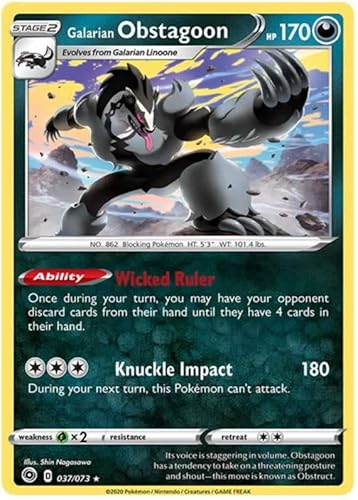 Galarian Obstagoon 037/073 Rare Holo Pokemon Card (Champions Path) + TitanCards® Toploader von Titan Cards