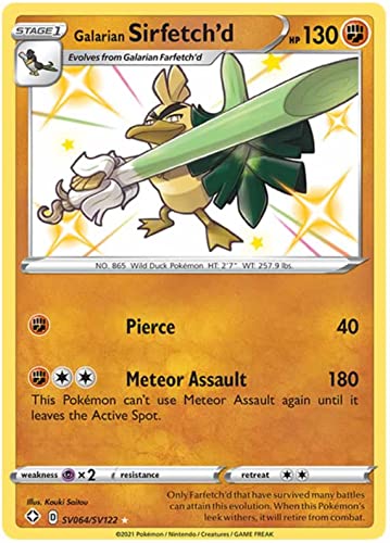 Galarian Sirfetch'd SV064/SV122 Shiny Rare Pokemon Karte (Shining Fates) + TitanCards® Toploader von Titan Cards