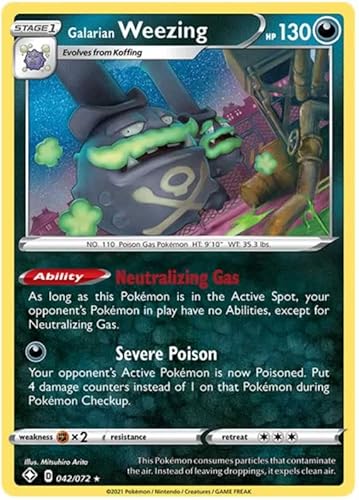 Galarian Weezing 042/072 Rare Holo Pokemon Card (Shining Fates) + TitanCards® Toploader von Titan Cards
