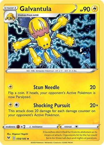 Galvantula 056/185 Uncommon Pokemon Card (SWSH04 Vivid Voltage) + TitanCards® Toploader von Titan Cards
