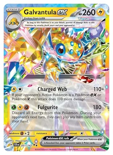 Galvantula ex 051/142 Ultraseltene Pokemon-Karte, seltene Pokémon-Karten, Pokémon EX, Sternkrone, Pokemon-Scharlachrot und Violett, Titan Cards authentifiziert von Titan Cards