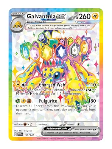 Galvantula ex 159/142 Ultraseltene Vollkunst-Pokemon-Karte, glänzende Pokémon-Karten, Pokémon EX, Sternkrone, Pokemon-Scharlachrot und Violett, Titan Cards authentifiziert Galvantula ex 159/142 Ultraseltene Vollkunst-Pokemon-Karte, glänzende Pokémon-Karten, Pokémon EX, Sternkrone, Pokemon-Scharlachrot und Violett, Titan Cards authentifiziert von Titan Cards