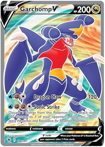 Garchomp V 178/189 seltene Ultra Pokemon Karte (SWSH Astral Radiance) + 1x TitanCards® Toploader von Titan Cards