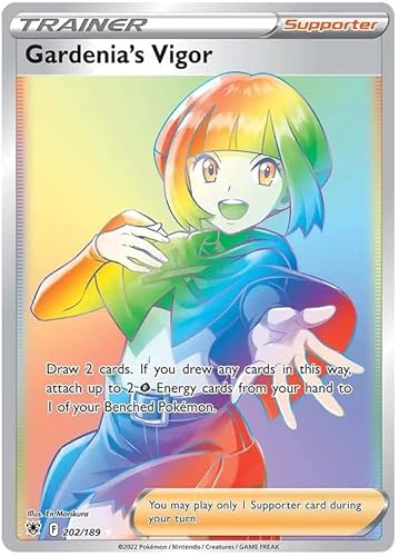 Gardenia's Vigor 202/189 Rare Rainbow Pokemon Karte (SWSH Astral Radiance) + TitanCards® Toploader von Titan Cards