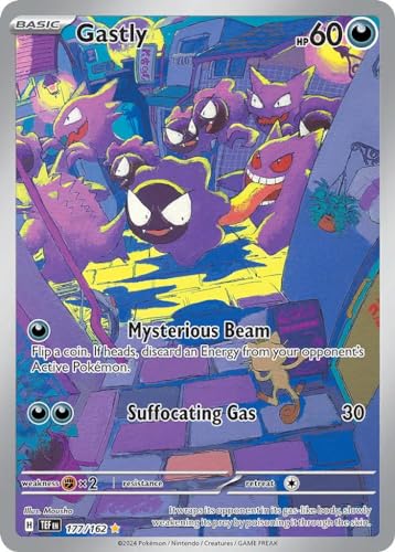 Gastly 177/162 Illustration seltene Pokemon Karte (SV Temporal Forces) + 1x TitanCards® Toploader von Titan Cards