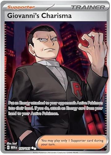 Giovanni's Charisma 197/165 Ultra Rare Pokemon Karte (Pokemon SV 151) + 1x TitanCards® Toploader von Titan Cards