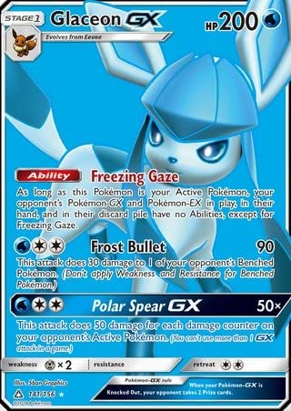 Glaceon GX 141/156 Full Art Pokemon Karte (Ultra Prism) + TitanCards® Toploader von Titan Cards