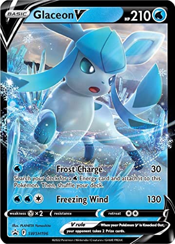 Glaceon V SWSH196 Pokemon Promo-Karte (Sword & Shield Promo-Serie) + TitanCards® Toploader von Titan Cards
