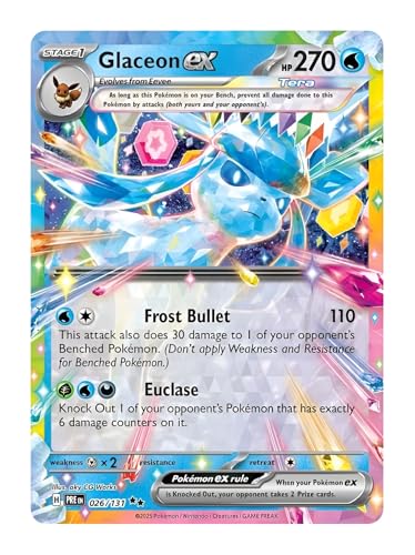 Glaceon ex 026/131 Ultraseltene Pokemon-Karte, seltene Pokémon-Karten, Pokémon EX, prismatische Entwicklungen, Pokemon-Scharlachrot und Violett, Titan Cards authentifiziert Glaceon ex 026/131 Ultraseltene Pokemon-Karte, seltene Pokémon-Karten, Pokémon EX, prismatische Entwicklungen, Pokemon-Scharlachrot und Violett, Titan Cards authentifiziert von Titan Cards