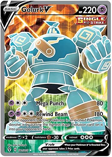 Golurk V 181/203 Ultra Rare Pokemon Karte (SWSH Evolving Skies) + TitanCards® Toploader von Titan Cards