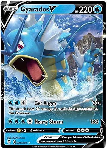 Gyarados V 028/203 Ultra Rare Pokemon Karte (SWSH Evolving Skies) + TitanCards® Toploader von Titan Cards