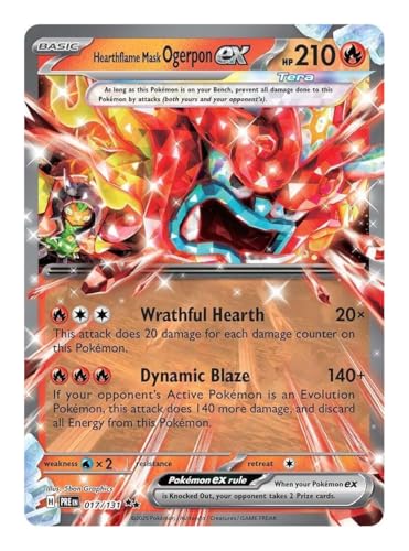 Hearthflame Maske Ogerpon ex 017/131 Ultraseltene Pokemon-Karte, seltene Pokémon-Karten, Pokémon EX, prismatische Entwicklungen, Pokemon-Scharlachrot und Violett, Titan Cards authentifiziert Hearthflame Maske Ogerpon ex 017/131 Ultraseltene Pokemon-Karte, seltene Pokémon-Karten, Pokémon EX, prismatische Entwicklungen, Pokemon-Scharlachrot und Violett, Titan Cards authentifiziert von Titan Cards