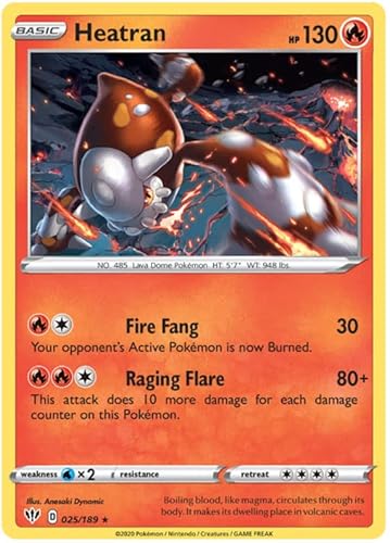 Heatran 025/189 Holo Pokemon Card (Darkness Ablaze) + TitanCards® Toploader von Titan Cards