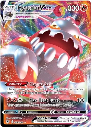Heatran VMAX 026/189 Rare VMAX Pokemon Card (SWSH Astral Radiance) + TitanCards® Toploader von Titan Cards