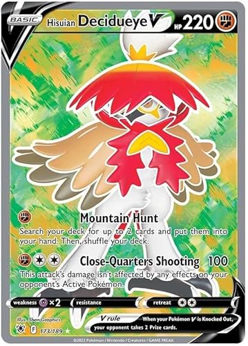 Hisuian Decidueye V 173/189 seltene Ultra Pokemon Karte (SWSH Astral Radiance) + 1x TitanCards® Toploader von Titan Cards