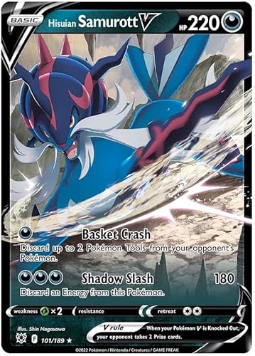 Hisuian Samurott V 101/189 Ultra Rare Pokemon Karte (SWSH Astral Radiance) + TitanCards® Toploader von Titan Cards