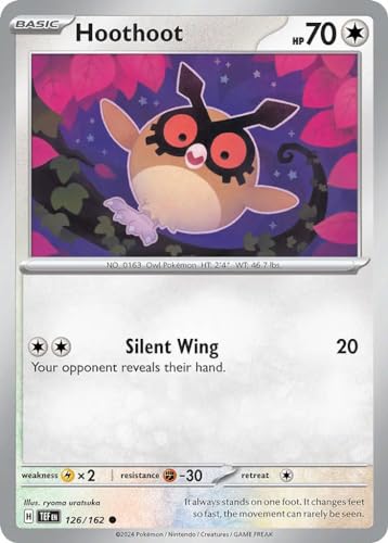 Hoothoot 126/162 Common Reverse Holo Pokemon Card (SV Temporal Forces) + 1x TitanCards® Toploader von Titan Cards