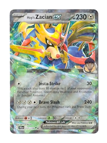 Hop's Zacian ex 111/159 Double Rare Pokemon-Karte, glänzende Pokémon-Karten, Pokémon EX, Reise zusammen SV9, Pokemon-Scharlachrot und Violett, Titan Cards authentifiziert Hop's Zacian ex 111/159 Double Rare Pokemon-Karte, glänzende Pokémon-Karten, Pokémon EX, Reise zusammen SV9, Pokemon-Scharlachrot und Violett, Titan Cards authentifiziert von Titan Cards