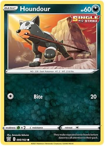 Houndour 095/163 Common Pokemon Card (Battle Styles) + TitanCards® Toploader von Titan Cards