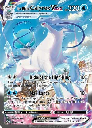 Ice Rider Calyrex VMAX 203/198 Alternative Kunst Pokemon Karte (SWSH Chilling Reign) + TitanCards® Toploader von Titan Cards