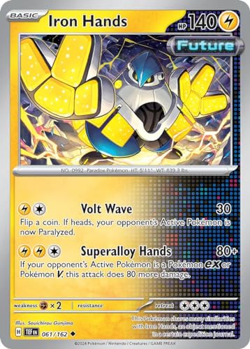 Iron Hands 061/162 Uncommon Pokemon Karte (SV Temporal Forces) + 1x TitanCards® Toploader von Titan Cards