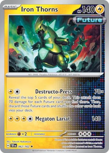 Iron Thorns 062/162 seltene Pokemon-Karte (SV Temporal Forces) + 1x TitanCards® Toploader von Titan Cards