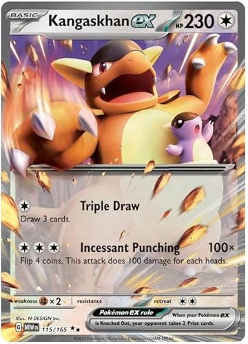 Kangaskhan ex 115/165 Double Rare Pokemon Karte (Pokemon SV 151) + 1x TitanCards® Toploader von Titan Cards