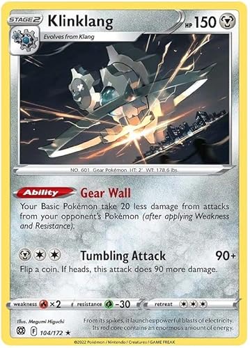 Klinklang 104/172 seltene Pokemon-Karte (SWSH Brilliant Stars) + 1x TitanCards® Toploader von Titan Cards