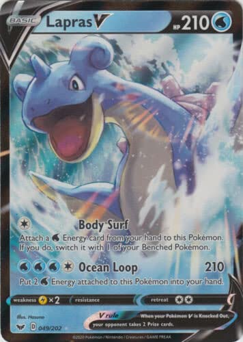 Lapras V 049/202 Ultra Rare Pokemon Karte (Schwert & Schild) + TitanCards® Toploader von Titan Cards
