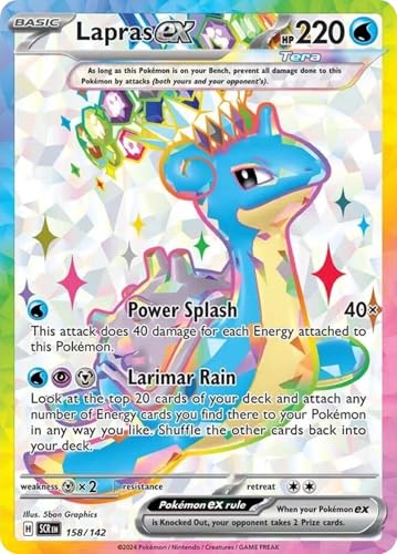 Lapras ex 158/142 Ultraseltene Vollkunst-Pokemon-Karte, glänzende Pokémon-Karten, Pokémon EX, Sternkrone, Pokemon-Scharlachrot und Violett, Titan Cards authentifiziert Lapras ex 158/142 Ultraseltene Vollkunst-Pokemon-Karte, glänzende Pokémon-Karten, Pokémon EX, Sternkrone, Pokemon-Scharlachrot und Violett, Titan Cards authentifiziert von Titan Cards