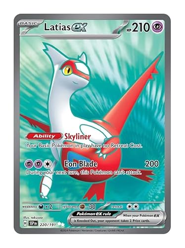 Latias ex 220/191 Ultra-seltene Vollkunst-Pokemon-Karte, glänzende Pokémon, Pokémon EX, Surging Sparks, Pokemon-Scharlachrot und Violett, Titan Cards authentifiziert, legendäre Pokemon-Karten Latias ex 220/191 Ultra-seltene Vollkunst-Pokemon-Karte, glänzende Pokémon, Pokémon EX, Surging Sparks, Pokemon-Scharlachrot und Violett, Titan Cards authentifiziert, legendäre Pokemon-Karten von Titan Cards