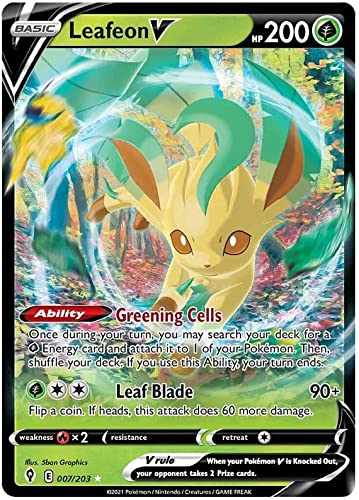 Leafeon V 007/203 Ultra Rare Pokemon Karte (SWSH Evolving Skies) + TitanCards® Toploader von Titan Cards